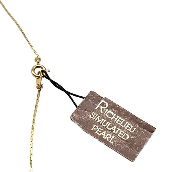 RICHELIEU Stimulated Pearl NWTs Gold Tone Choker Necklace 18" Length - Picture 5 of 6